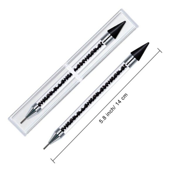 Double Head Wax Nail Rhinestone Picker Pen Acrylic Handle Application Tool New - Picture 3 of 6